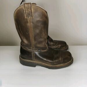 Justin Blueprint Steel Toe Leather Work Boots Style #4441 Mens Size 10.5 D